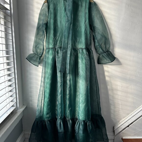 Sister Jane Organza Maxi Smock Dress, Green, XS / S - Picture 6 of 11